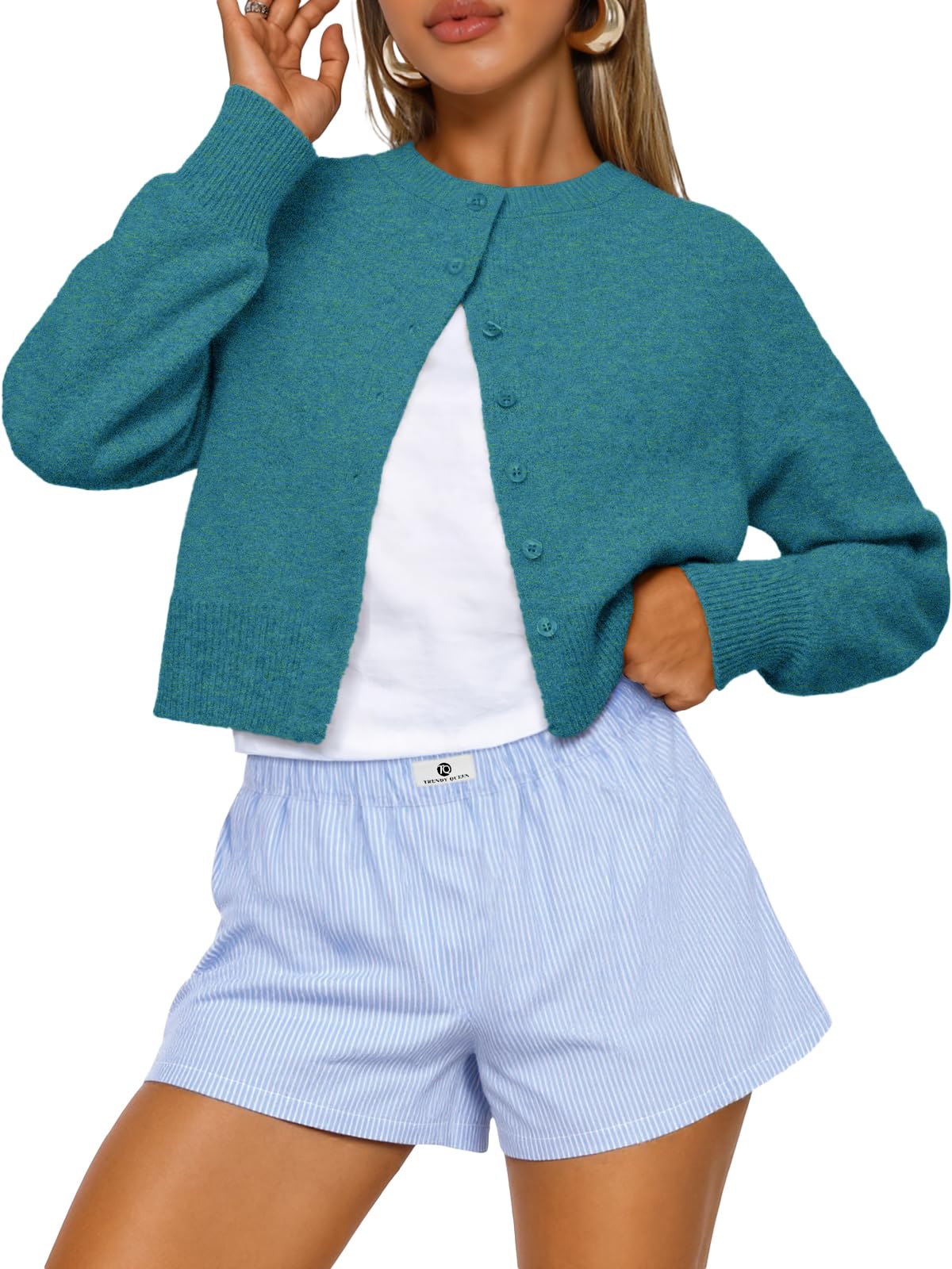 Trendy Queen Cropped Cardigan Sweaters for Women Fall Fashion Clothes 2026 | Lightweight Knit Button-Down, Versatile Layering Piece for Fall, Spring & Office Wear