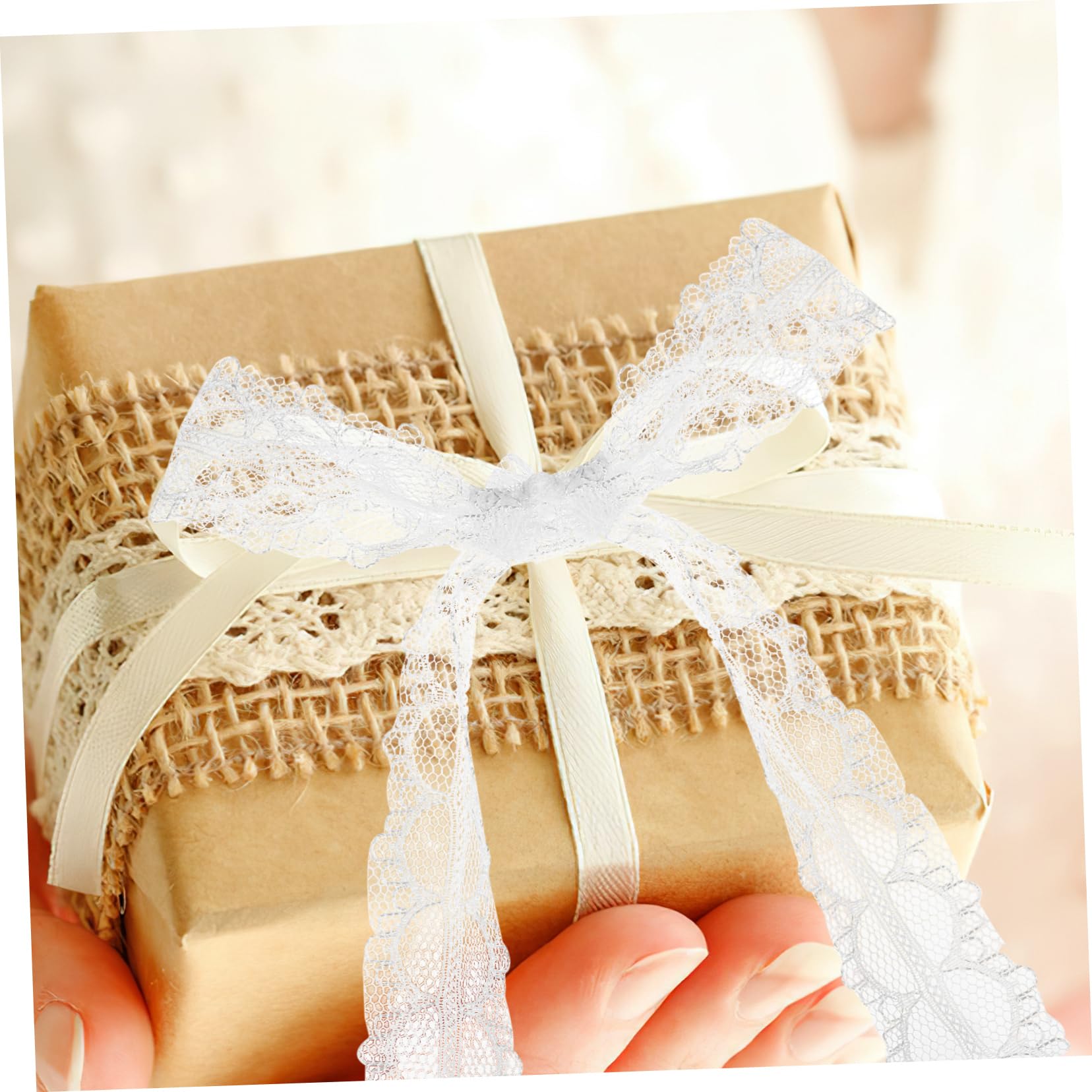 Artibetter 12rollos Cinta De Encaje Blanca Cintas Para Manualidades De Encaje Para Flores Para Envolver Regalos y Decoración Tela De