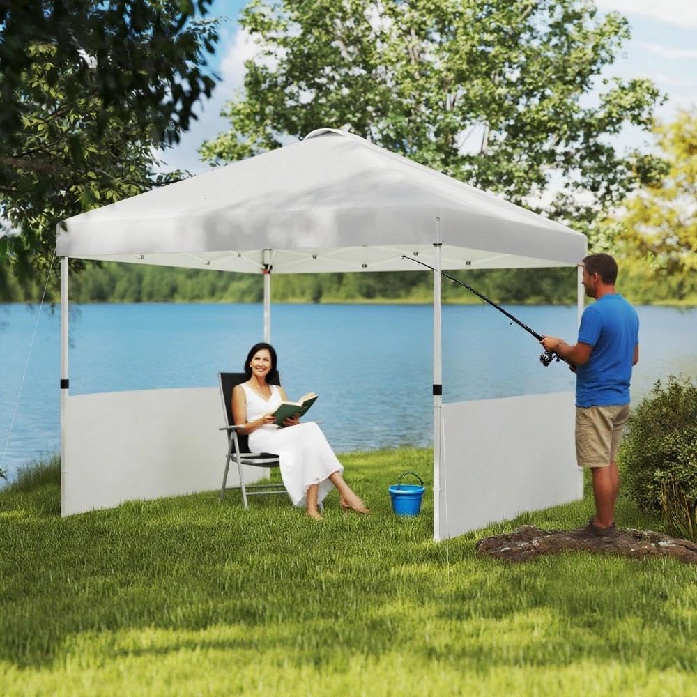 ESPIDOO 10x10 Pop Up Canopy Tent with Wheeled Bag: UPF50+ Sun Protection & Adjustable Height - Outdoor Shelter for Family Picnics & Backyard Activities