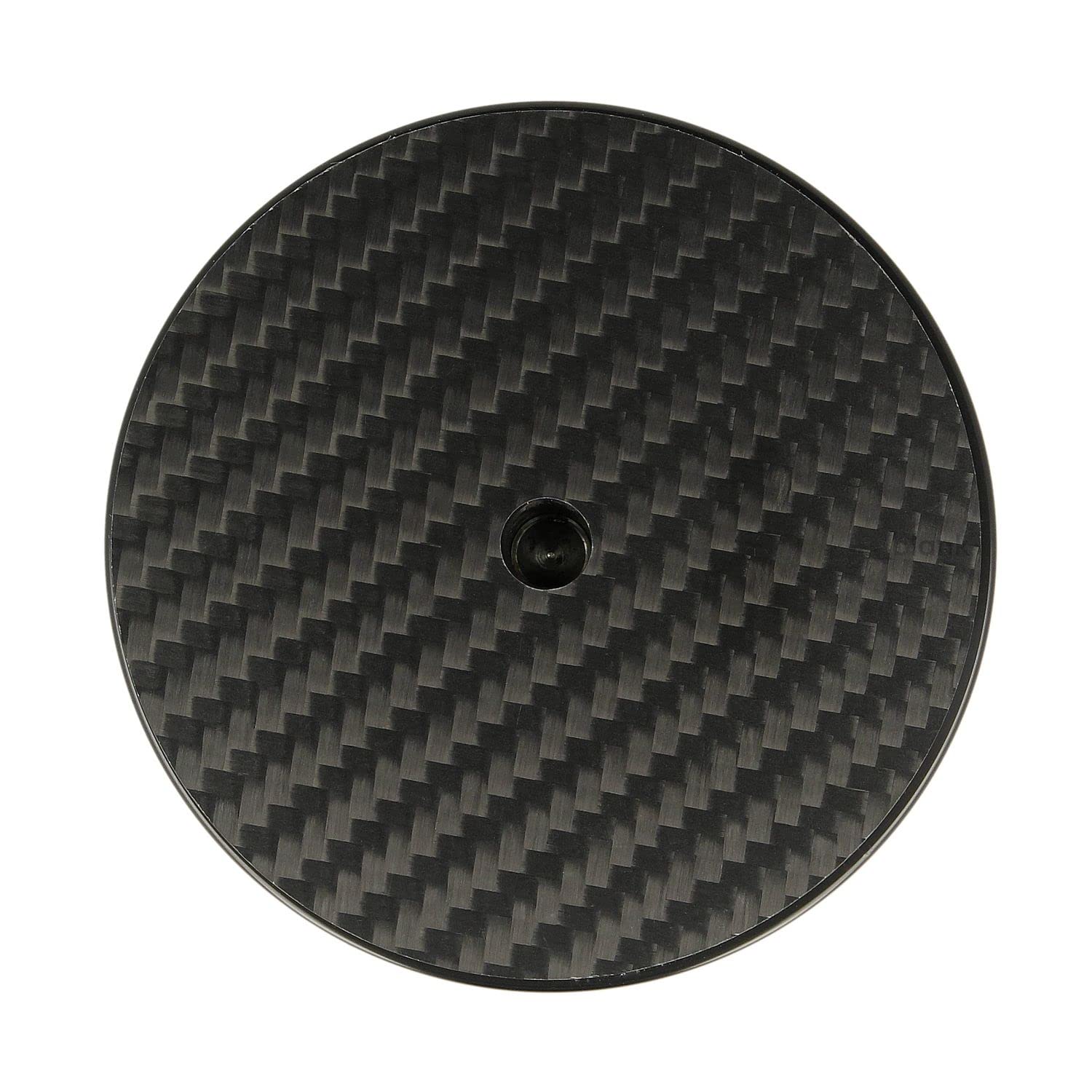 _blank #023bk | Stabilizzatore per Giradischi | Superficie di Supporto in Fibra di Carbonio e Inserto per Impugnatura | Peso del Disco | Alluminio | Nero | Peso del Supporto 335g