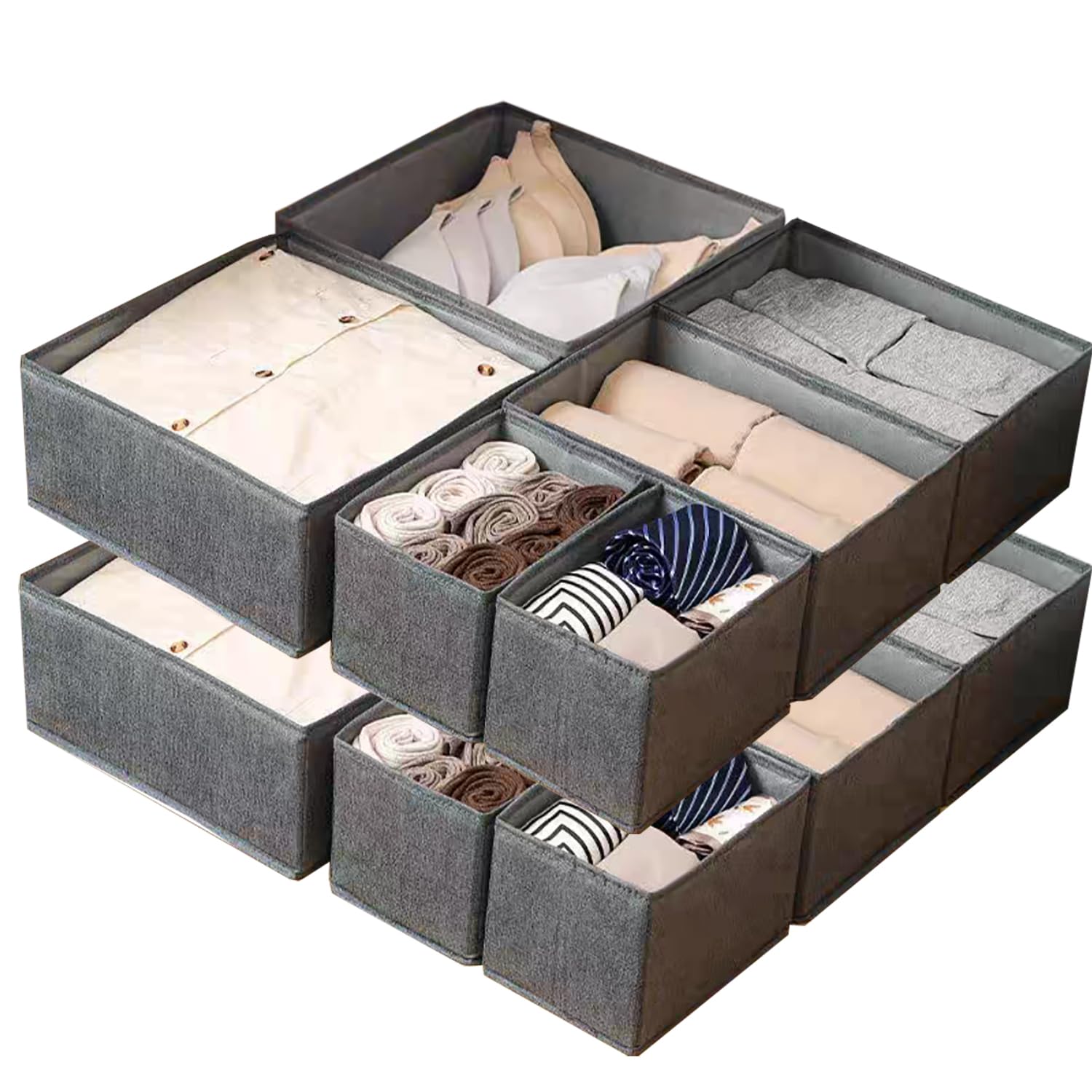 Kongming Drawer Organiser, 12 Pcs Clothes Storage Boxes, Folding Drawer Dividers