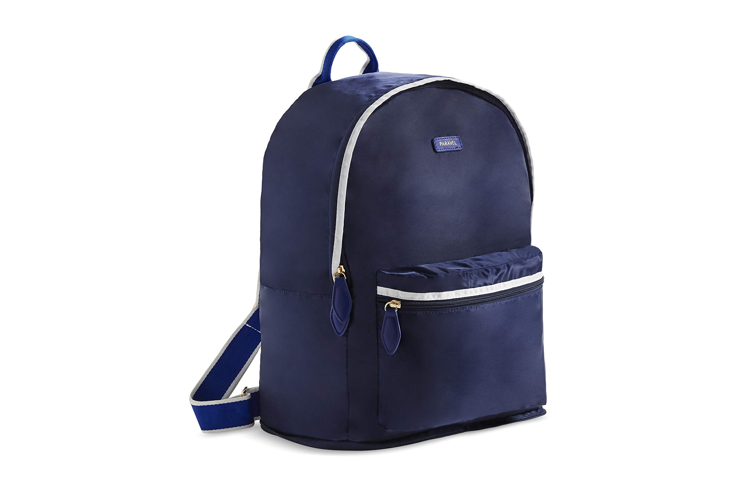 Paravel Fold Up Travel Backpack | Packable and Lightweight Foldable Travel Bag | Carry On Nylon Backpack with Trolley Sleeve, Scuba Navy