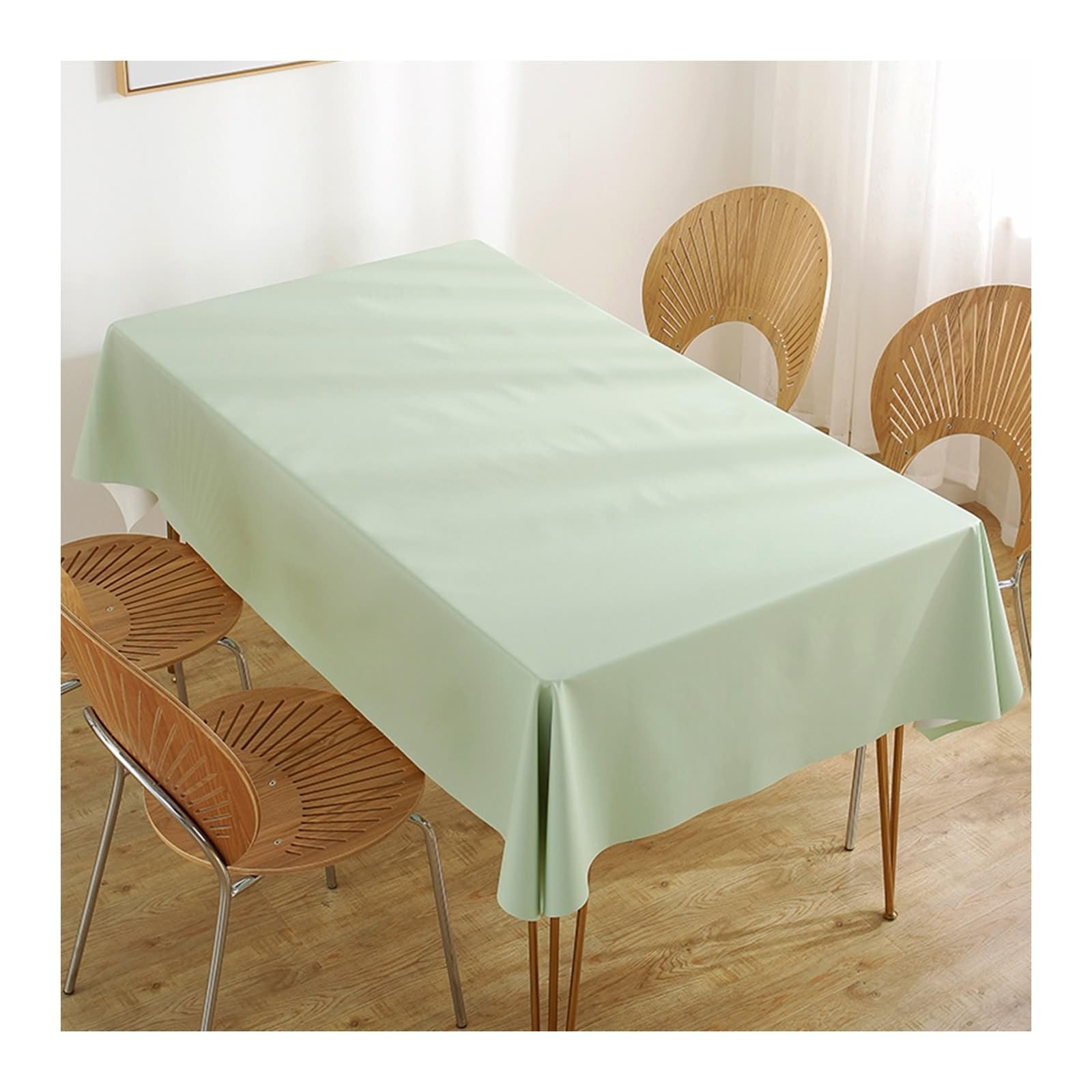 Daesar Tovaglia Rettangolare 150x240 CM, Tovaglie Antimacchia PVC Lavabili Impermeabile Tinta Unita Copritavolo per Pasti Sala da Pranzo caffè Feste Matrimoni, Verde Chiaro