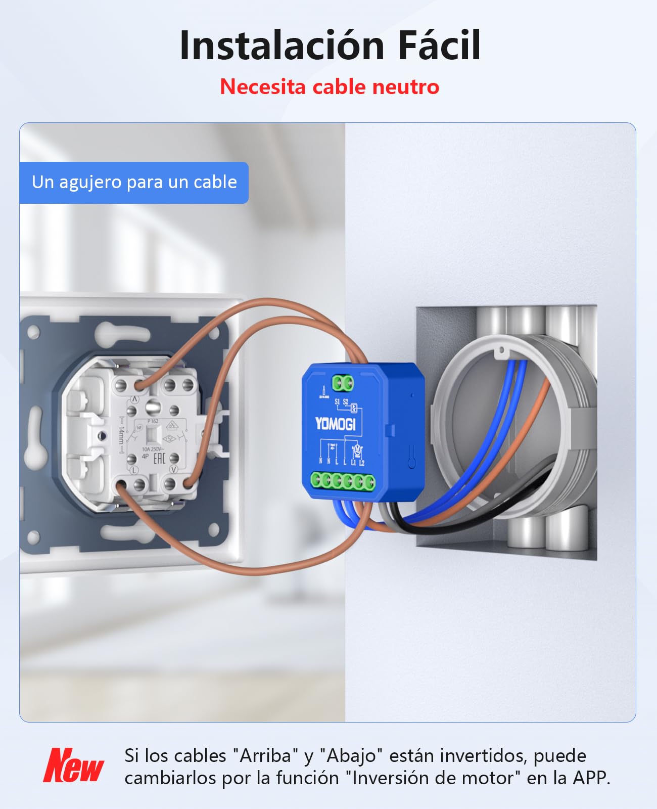 YOMOGI Módulo de Persiana Conectada, Módulo Interruptor para Persianas WiFi, Compatible con Alexa Google Home para Control Porcentual, Remoto, por Voz (Control Porcentual, 2)