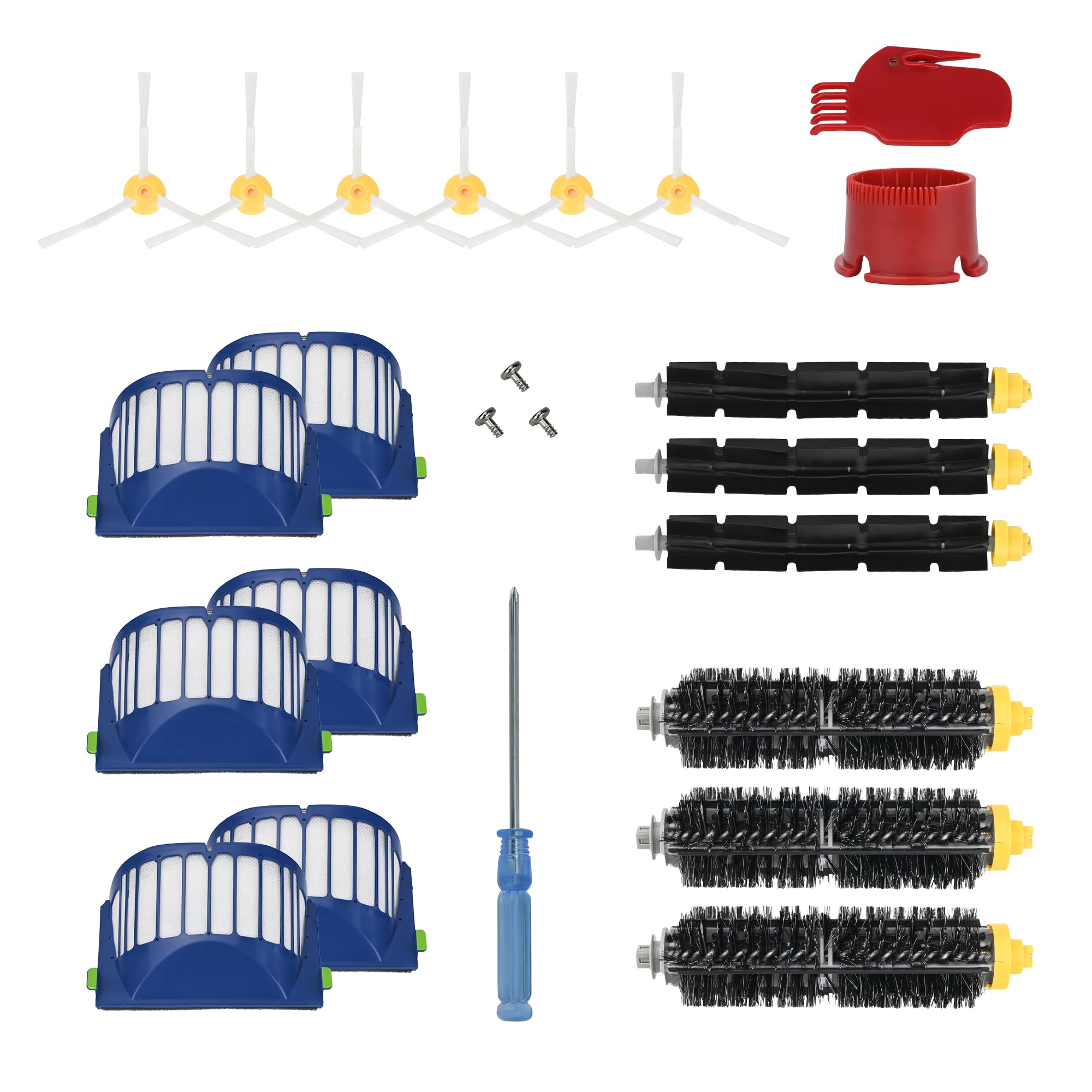 Replacement Accessories Kit for iRobot Roomba 600 Series 694 675 692 676 695 677 671 655 645 690 680 660 650 620 614 & 500 Series 595 585 564 robot- 6 Filter, 6 Side Brush and 3 Bristle Brush
