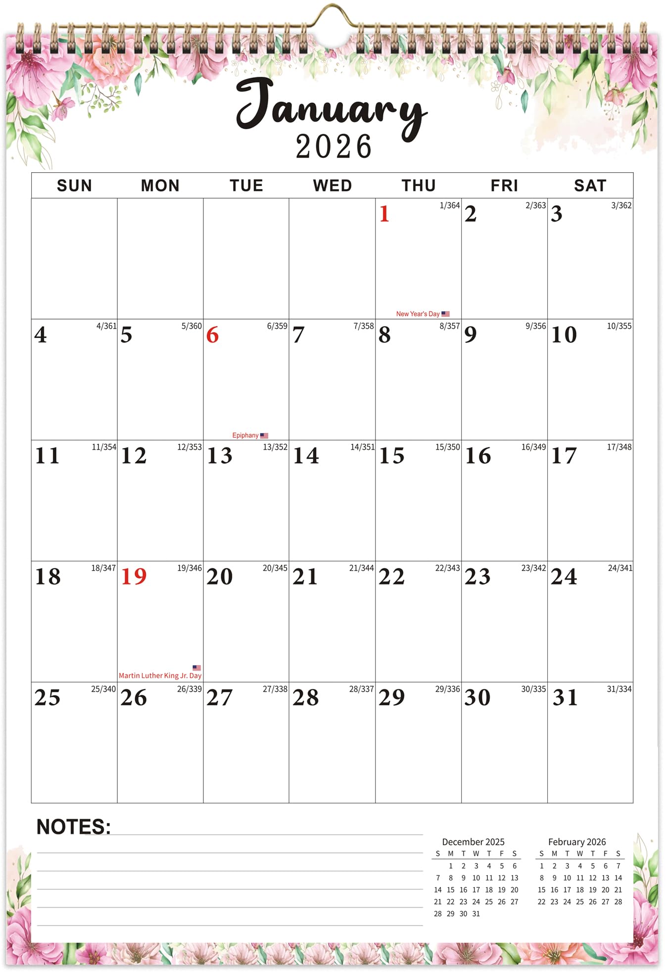 2026-2027 Wall Calendar 12" x 17", Hanging Large 18 Monthly Wall Calendars 2026-2027 from Jan. 2026 - Jun. 2027, Large 2026 Wall Calendar with Blocks,