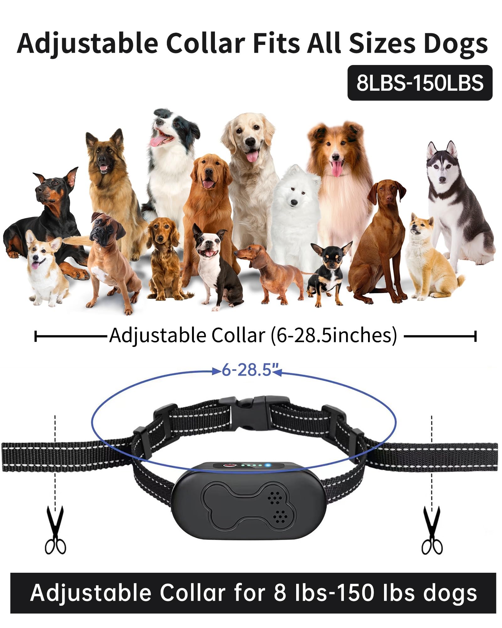 Dog Shock Collar with Remote Control - Rechargeable Dog Training Collar, IPX7 Waterproof E Collar for Dogs with 4 Safe Modes Flashlight Beep Vibration Shock Ideal for All Dog Sizes (8-150lbs) - image 3