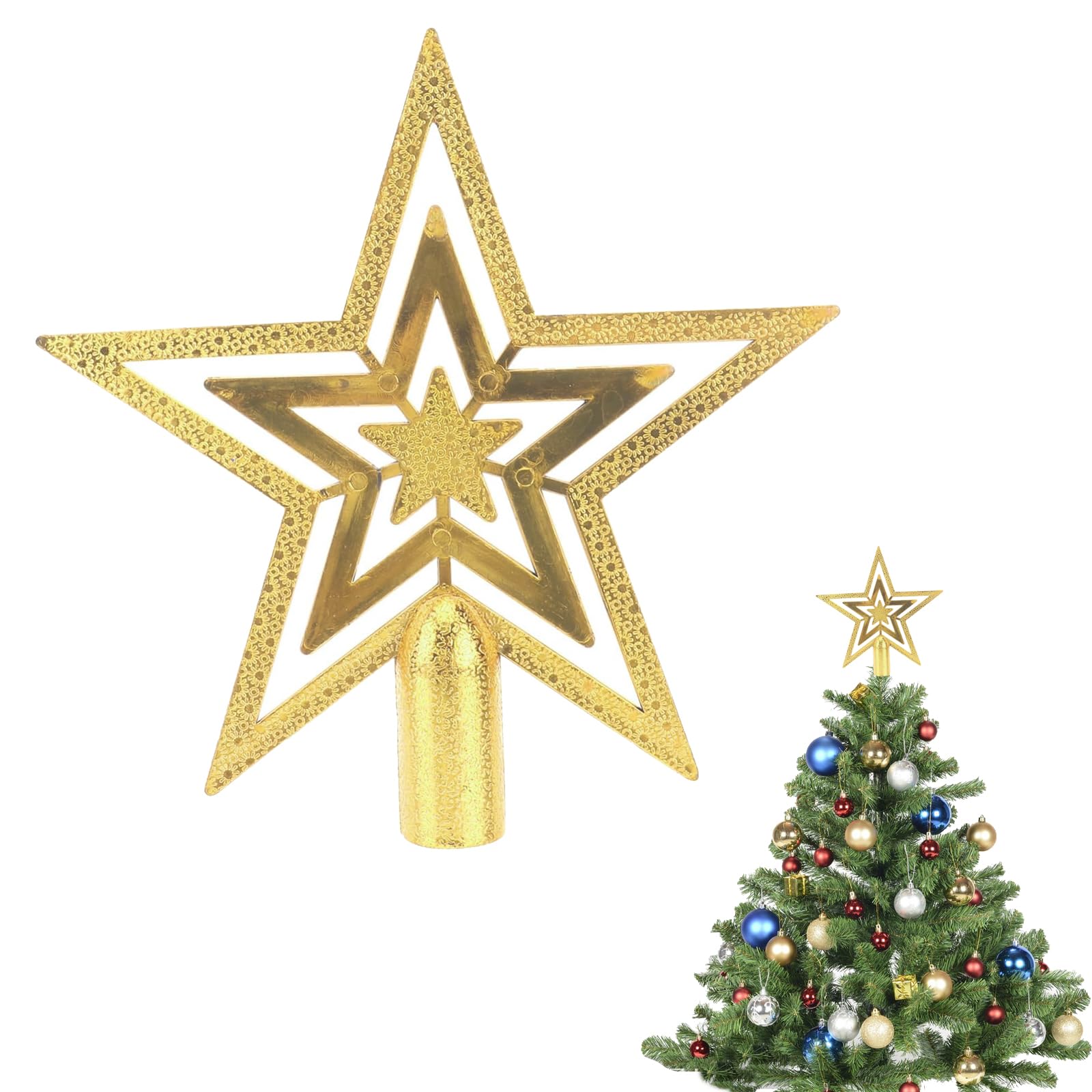 Árbol Navidad Topper, Estrella Punta Arbol Navidad, Christmas Tree Topper, Topper de árbol de Estrella para Decoración,20CM