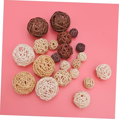 Miniatura 8 de LIFKOME 21 bolas de mimbre de ratán para decoración de vid, jarrón de ratán, bolas de ratán para manualidades, bolas colgantes de árbol, accesorios