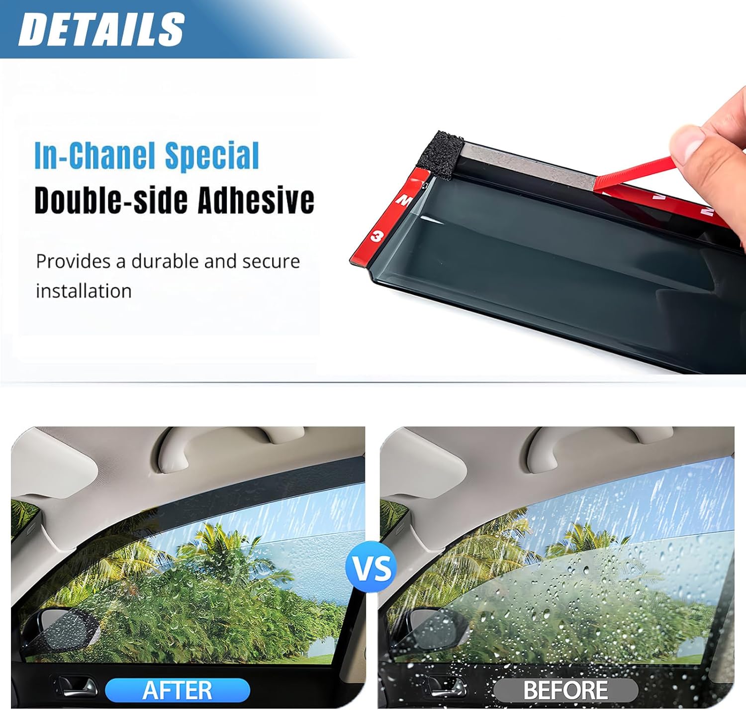 Rain Guards for Lincoln Aviator 2020 2021 2022 2023 2024 2025, 4PC Side Window Vent Deflectors Tape-On, Rain Sun Wind Guards Shade Deflectors,6PC