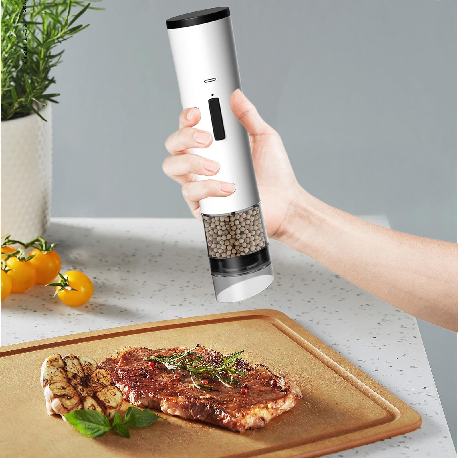Molinillo de pimienta eléctrico portátil,Molinillo de pimienta eléctrico - Molinillo de pimienta automático portátil - Molinillo eléctrico de sal y pimienta, batería integrada de 1200mAh