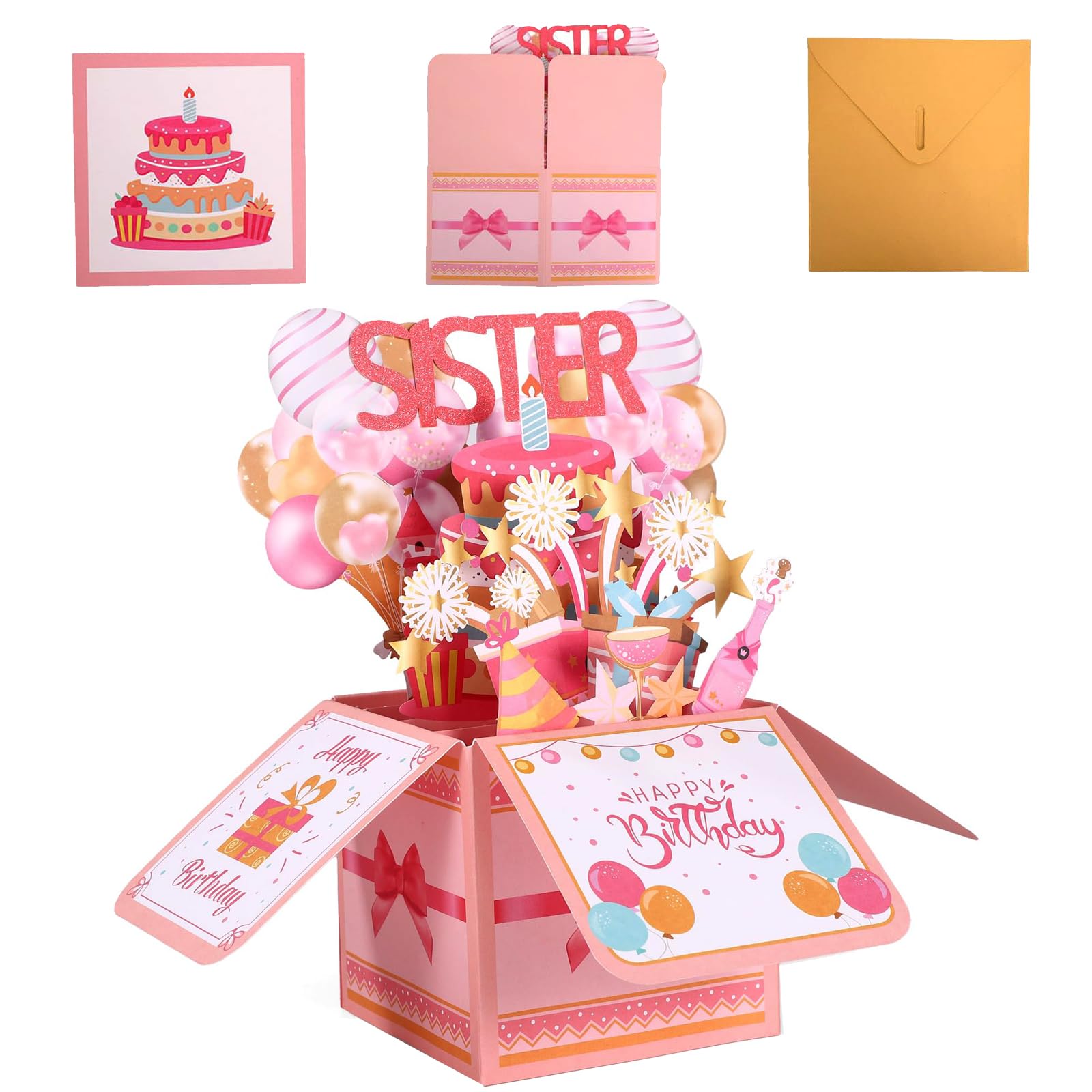 Bomesy Funny 3D Pop Up Mum Birthday Card, Special Personalised Gifts Cards with an Envelope and a Greeting Card for Mummy/Mom/Mother/Mam/Mama from Daughter Son (sister birthday card) โ image 1