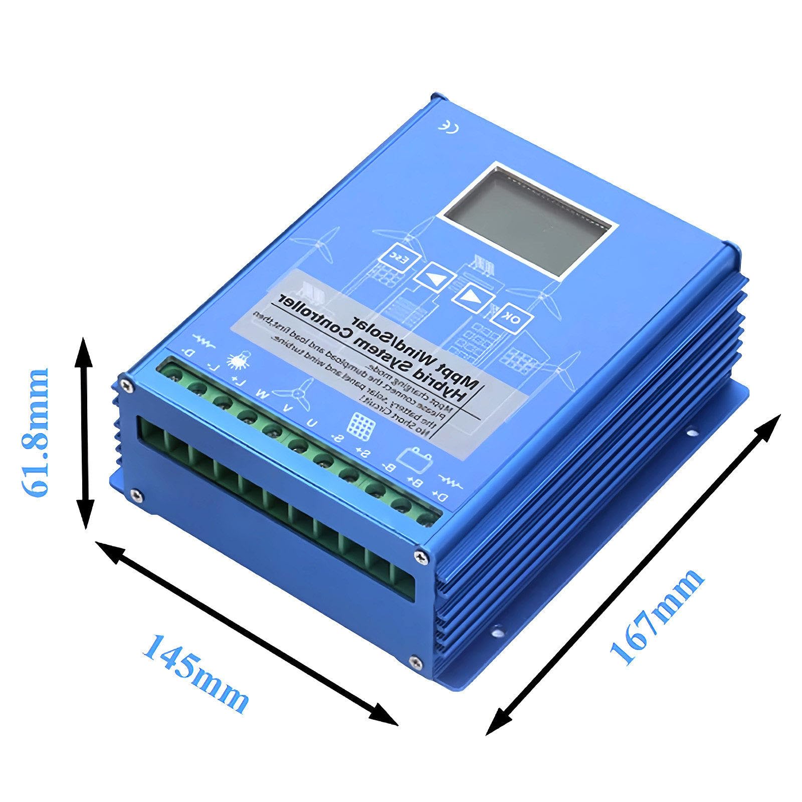 Regolatore ibrido di carica del vento solare, ricarica MPPT, rilevamento automatico della tensione, display LCD, universale per batterie al litio piombo-acido, ideale per lampioni solari e sistemi