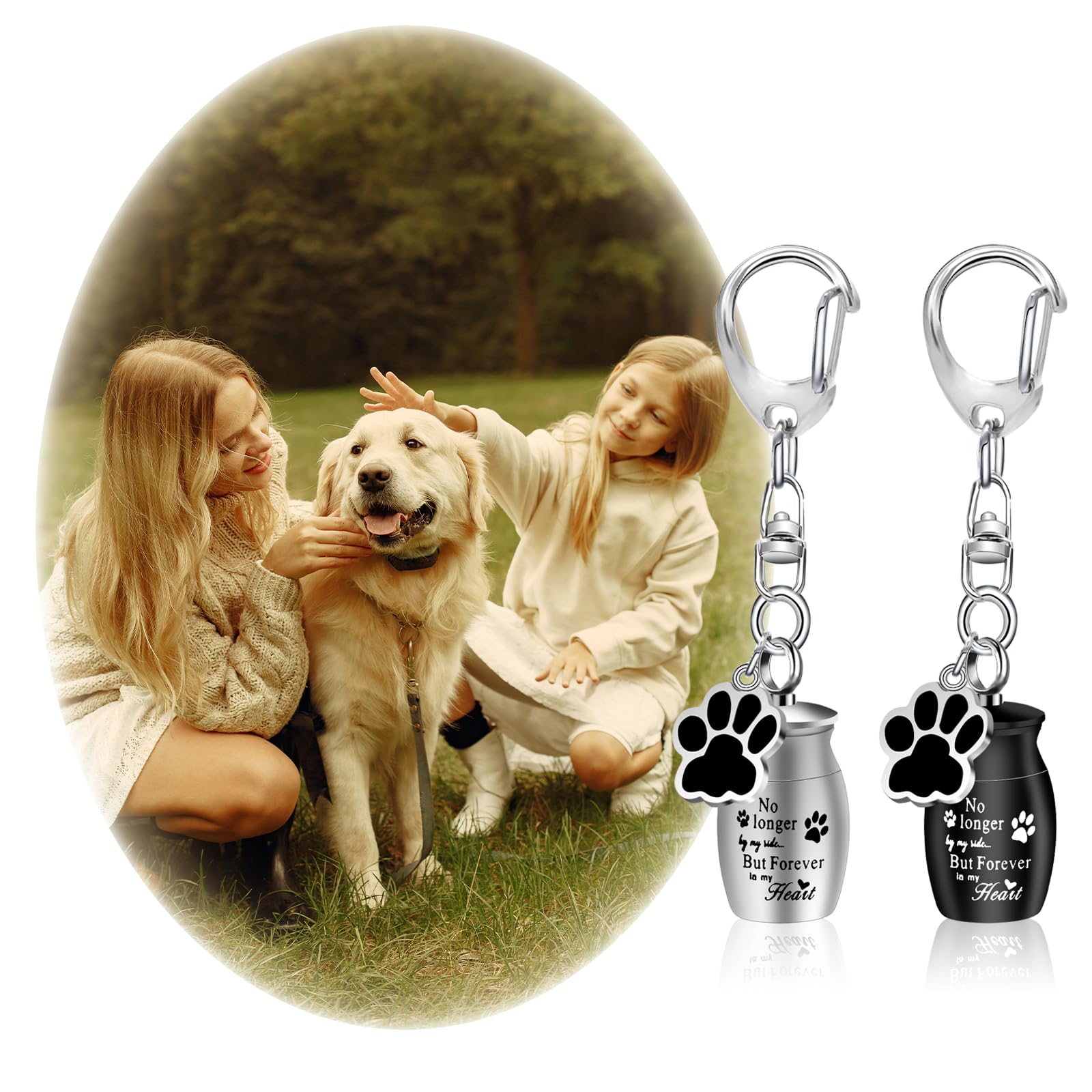 Urne Portachiavi Per Ceneri Animali Domestici - 2 Pezzi In Acciaio, Con Sacchetto, Per Ricordo Di Cani E Gatti - Foto 12