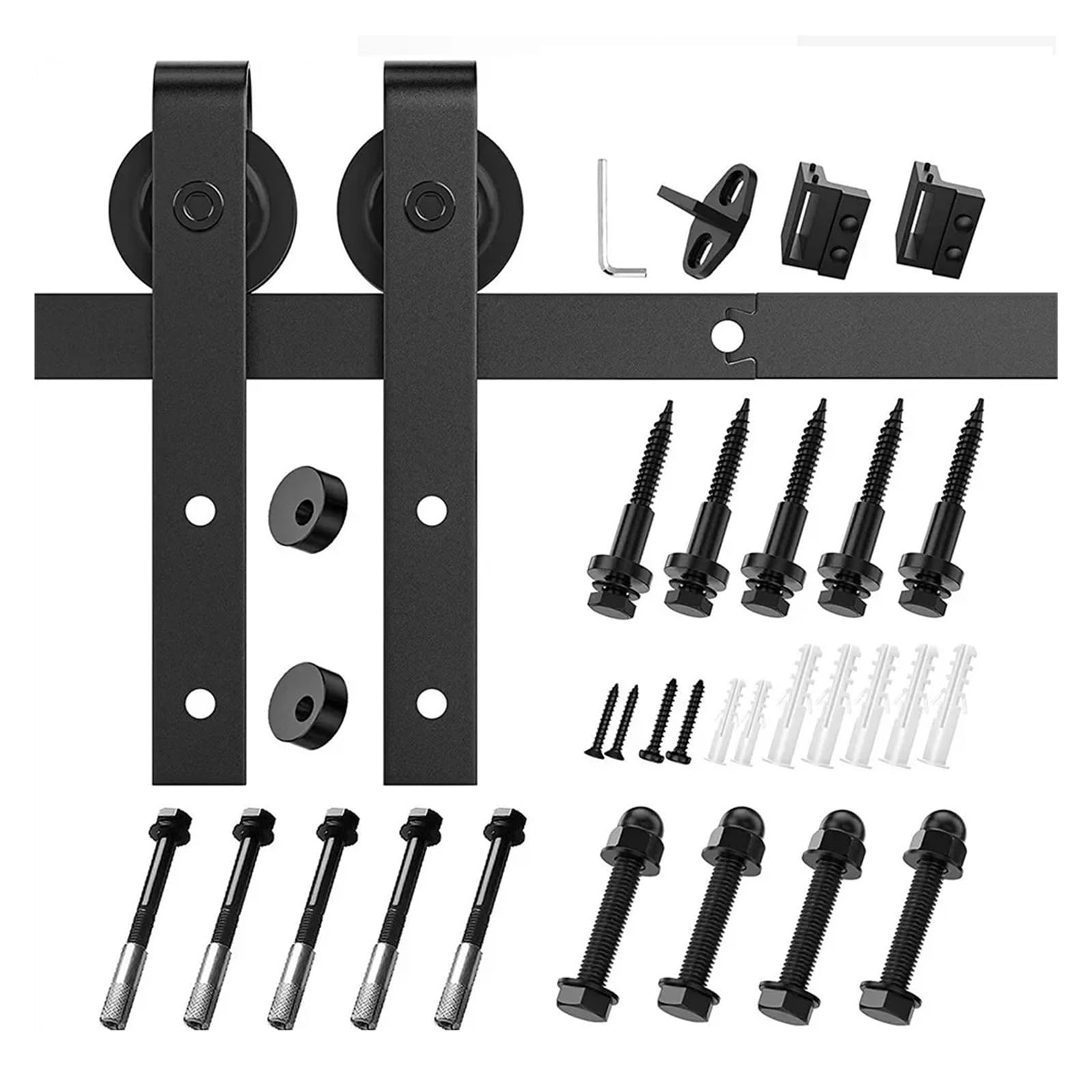 4FT J-Shaped Sliding Barn Door Hardware Slides Carbon Steel Hanger Roller Kit,Smooth Gliding