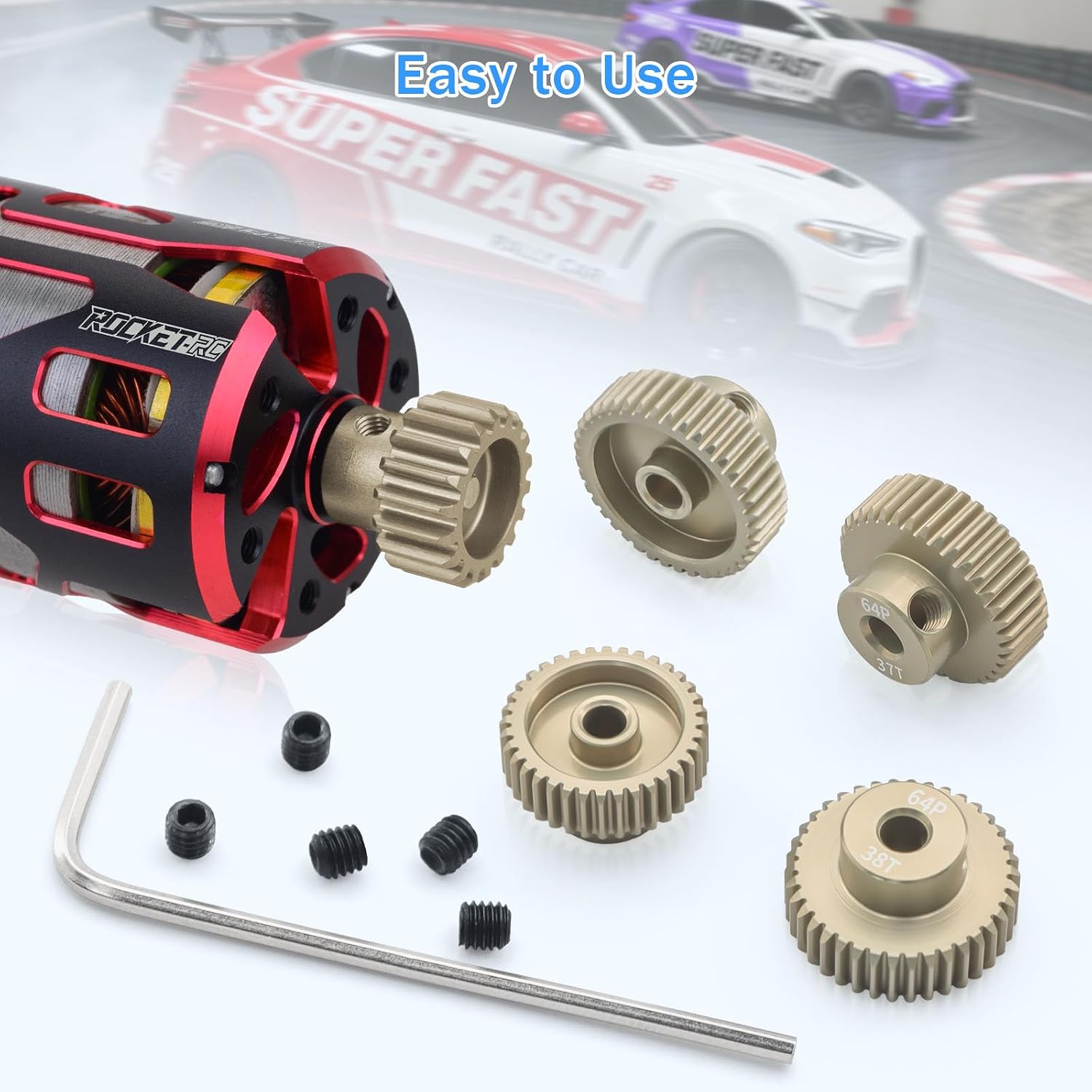 Surpass Hobby 64DP Pinion Gear 3.175mm 36T 37T 38T 39T 40T Motor Gears for 1/10 RC Car Brushed Brushless Motor Parts
