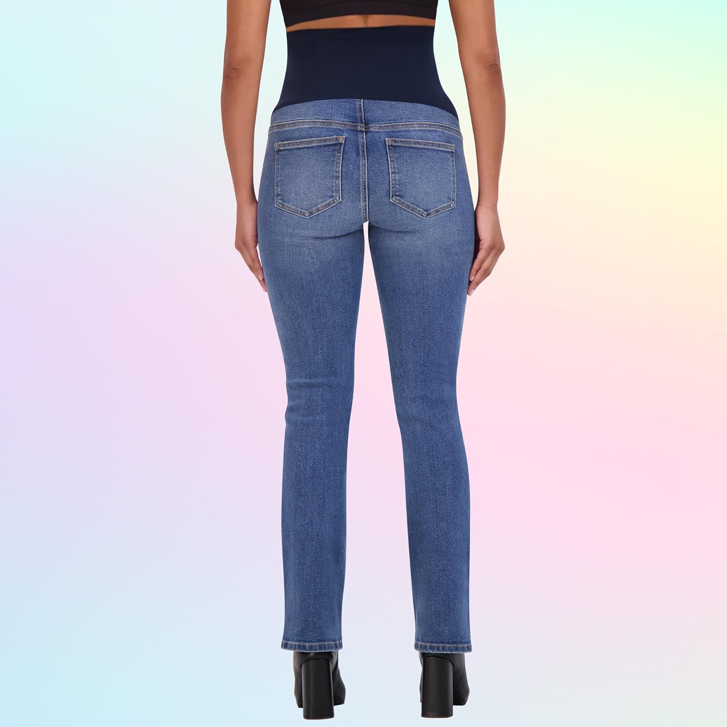 Savi Parker Women's Maternity Bootcut Jeans with Pockets – Pregnancy Must Haves Maternity Jeans Over The Belly - 32.5" Inseam - Image 4