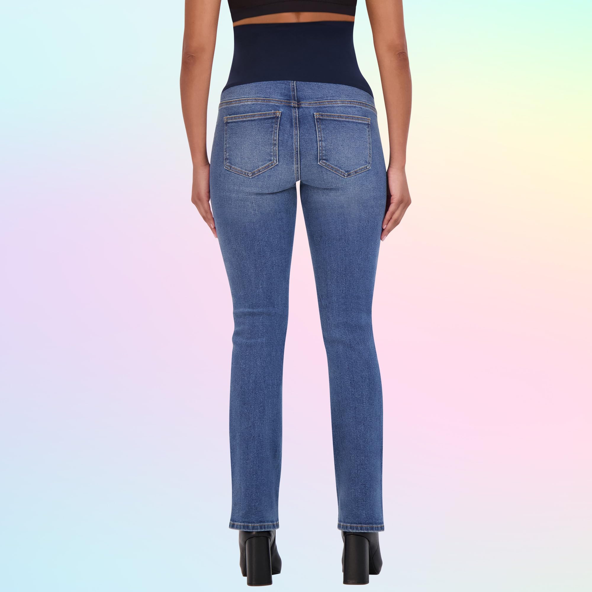 Savi Parker Damen Umstandsjeans Bootcut mit Taschen - Schwangerschaft Must Haves Umstandsjeans über dem Bauch - 82,5 cm Schrittlänge
