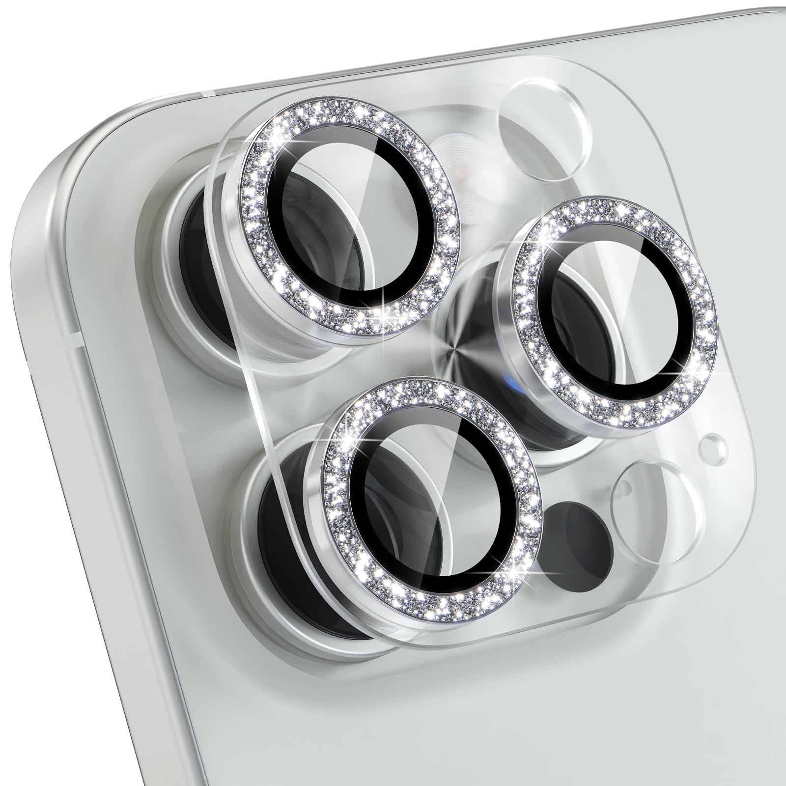 Choiche Compatible for iPhone 16 Pro/iPhone 16 Pro Max Camera Lens Protector, Bling Camera Cover with 9H Tempered Glass Lens Screen Protector Metal