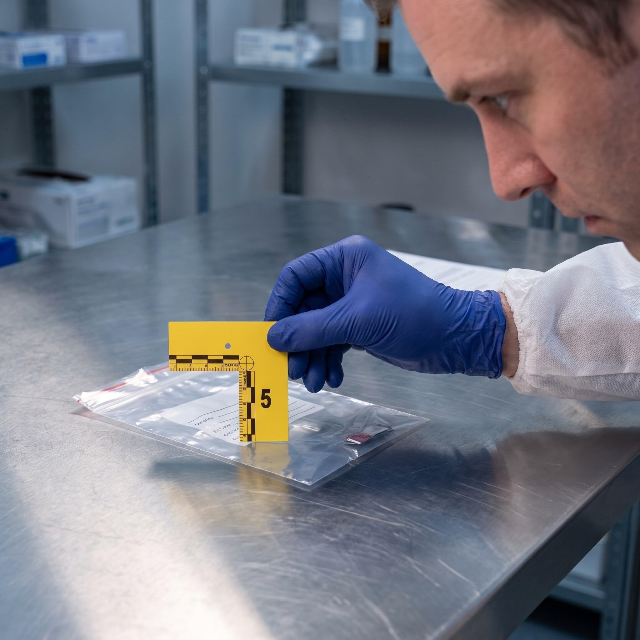 20 Unidades Tarjetas Marcadoras Forenses en Forma de L Escala Numerada