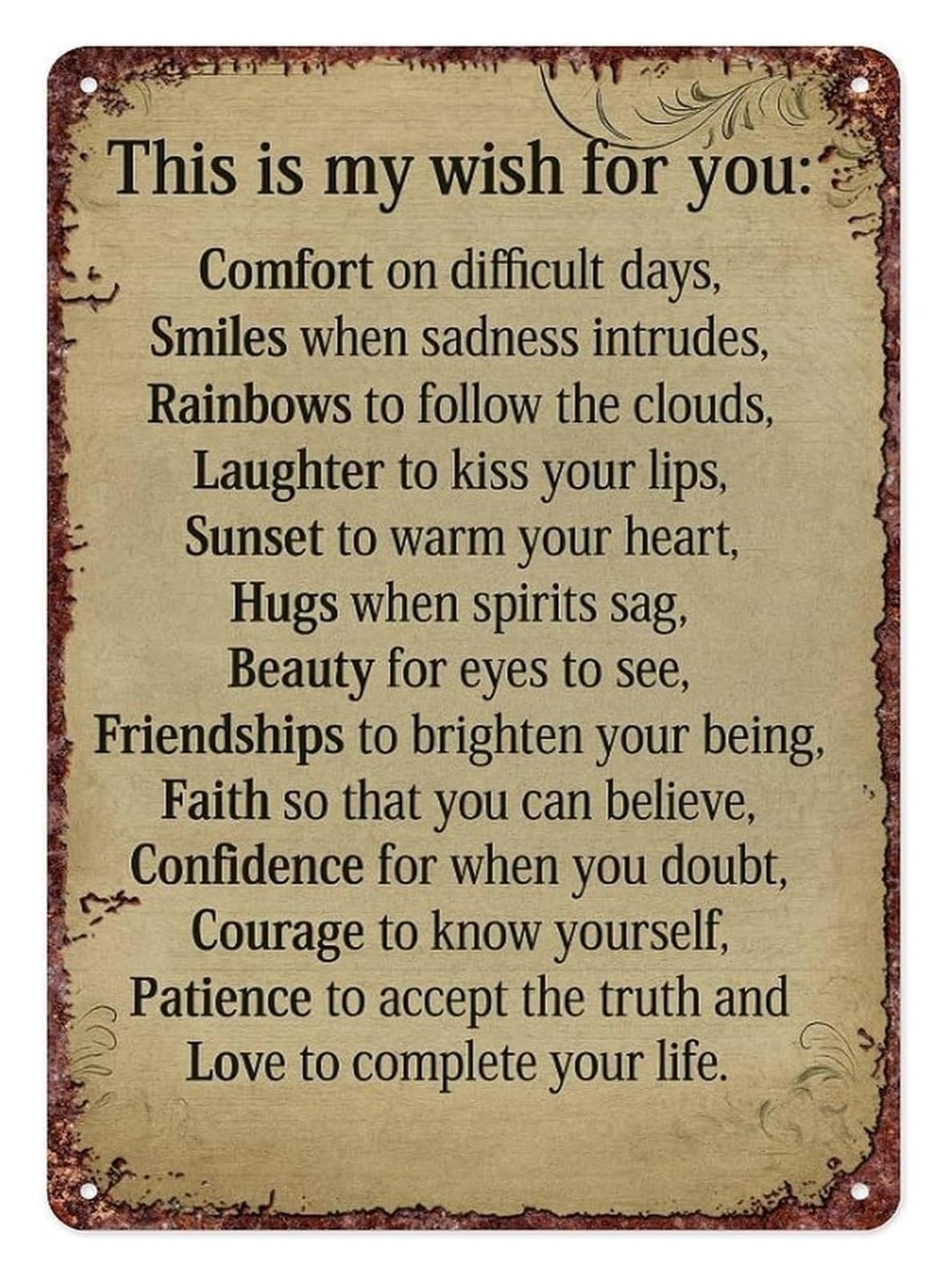 XHAJCSJWGD Inspirational Wishes Retro Metal Sign Vintage Wall-Art for Bathroom Kitchen Dining Room Hallway Entryway Mudroom Laundry Room Home Accent 8 X 12 inch