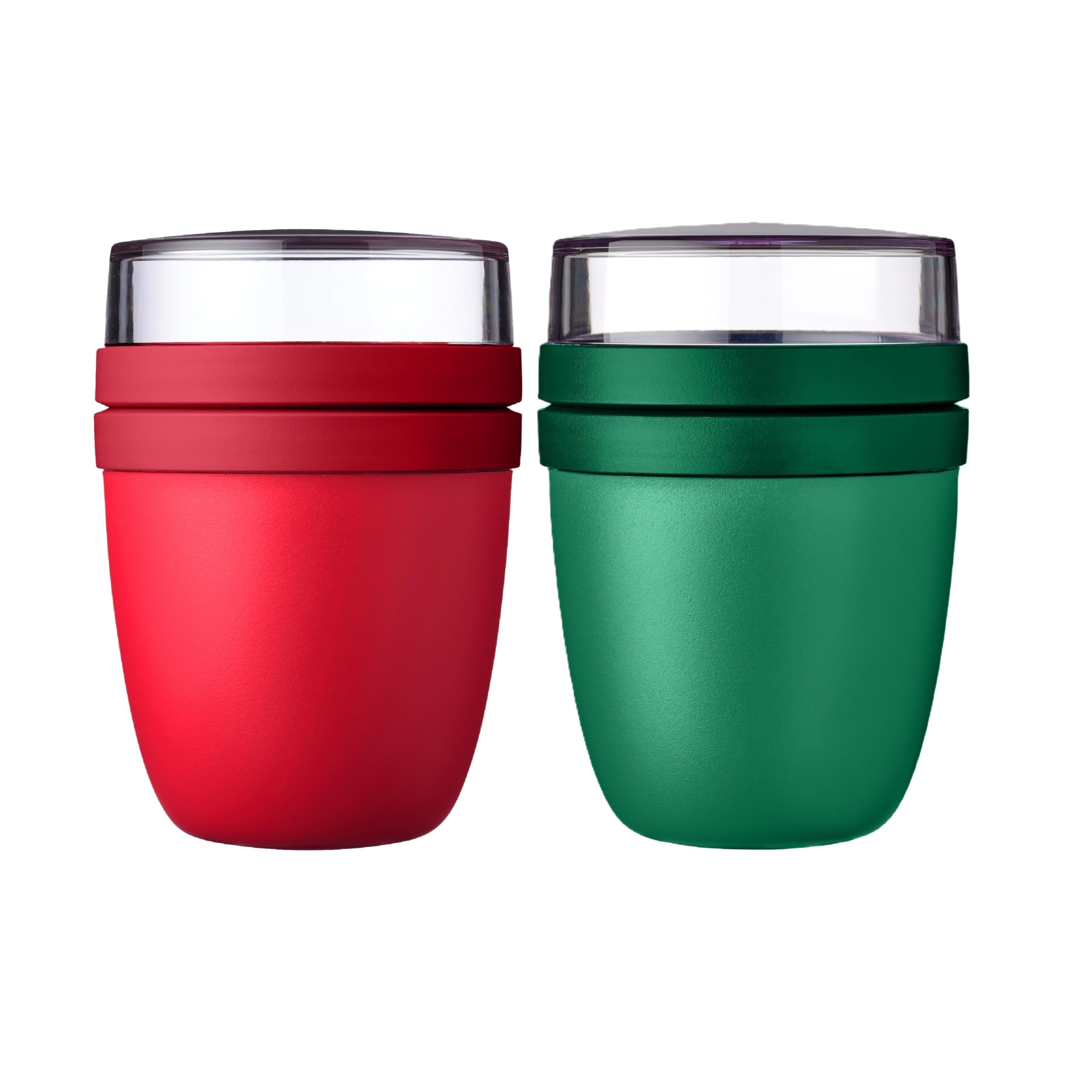 Mepal | Pojemnik na lunch Ellipse Mixed | Campus Red + Vivid Green | Kubek na musli na wynos | Przegródka na jogurt i musli | 500 ml + 200 ml | Nadaje się do zamrażarki, kuchenki mikrofalowej i