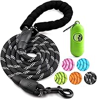 COOYOO 6FT Heavy Duty Reflective Dog Leash with Padded Handle & Poo Bag Dispenser for Medium Large Dogs
