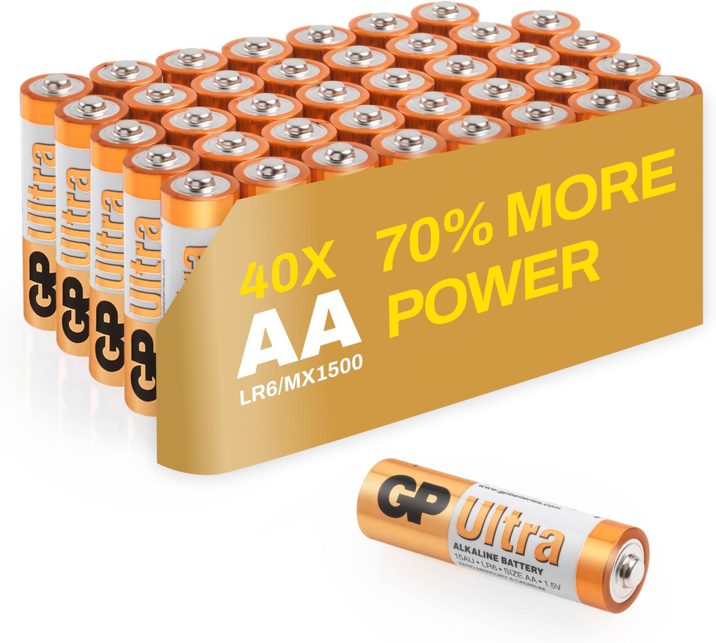 GP Batteries AA batteries AA pack of 40 Ultra Alkaline disposable
