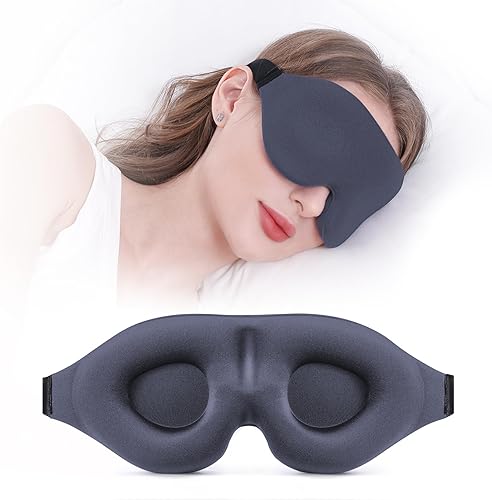 Miniatura 8 de Máscara para dormir para hombres y mujeres, máscara para dormir con almohadillas 3D con la forma de los ojos, de forma cóncava, bloquea la luz,