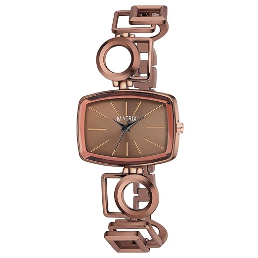 Matrix Blush Collection | Minimalistic Dial with Bracelet Style Chain Analog Watch for Women & Girls