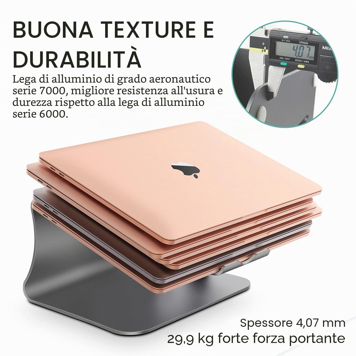 Supporto per Laptop Supporto PC Portatile, Ergonomico Porta PC, Ventilato Alluminio Laptop Stand Compatibile con MacBook Air, PRO, dell XPS, Samsung, Altri 10-16" Tablet (Space Grey)