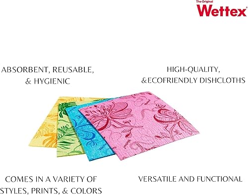 Miniatura 4 de Wettex The Original - Paquete de 14 paños de cocina suecos para cocina, toallas de papel reutilizables ecológicas, paños surtidos para lavar platos