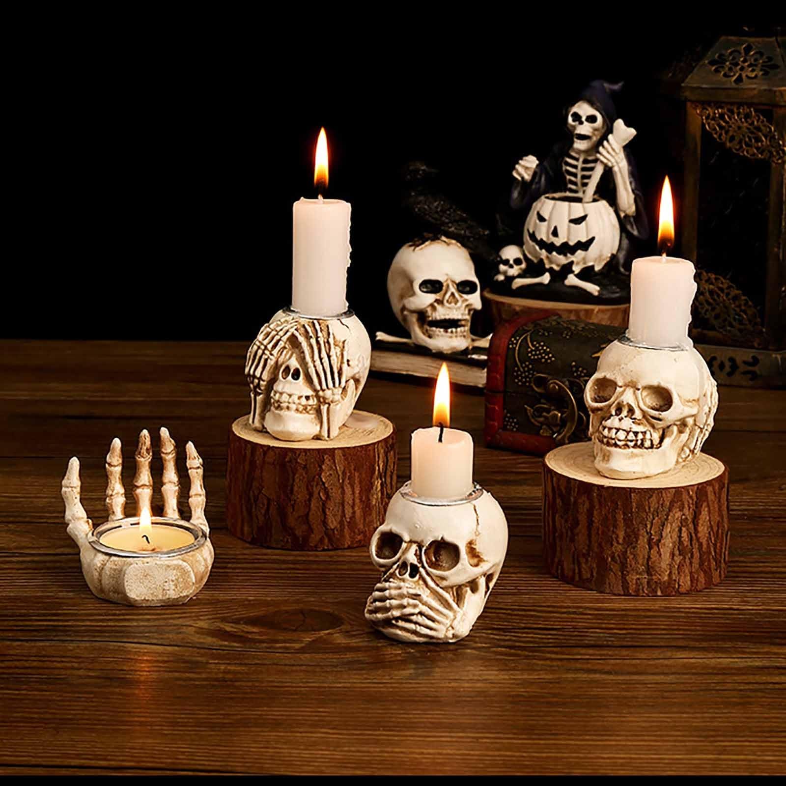 Amazon.co.jp: 蝋燭 ハロウィン 飾り 髑髏仕様 燭台 蝋燭立て