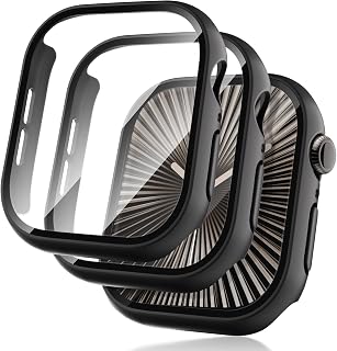 Seltureone - Carcasa para Apple Watch 10 (46 mm, antiarañazos, protección de pantalla de cristal templado, sensible al tacto, carcasa de cobertura completa para Apple Watch 10, 46 mm), color negro