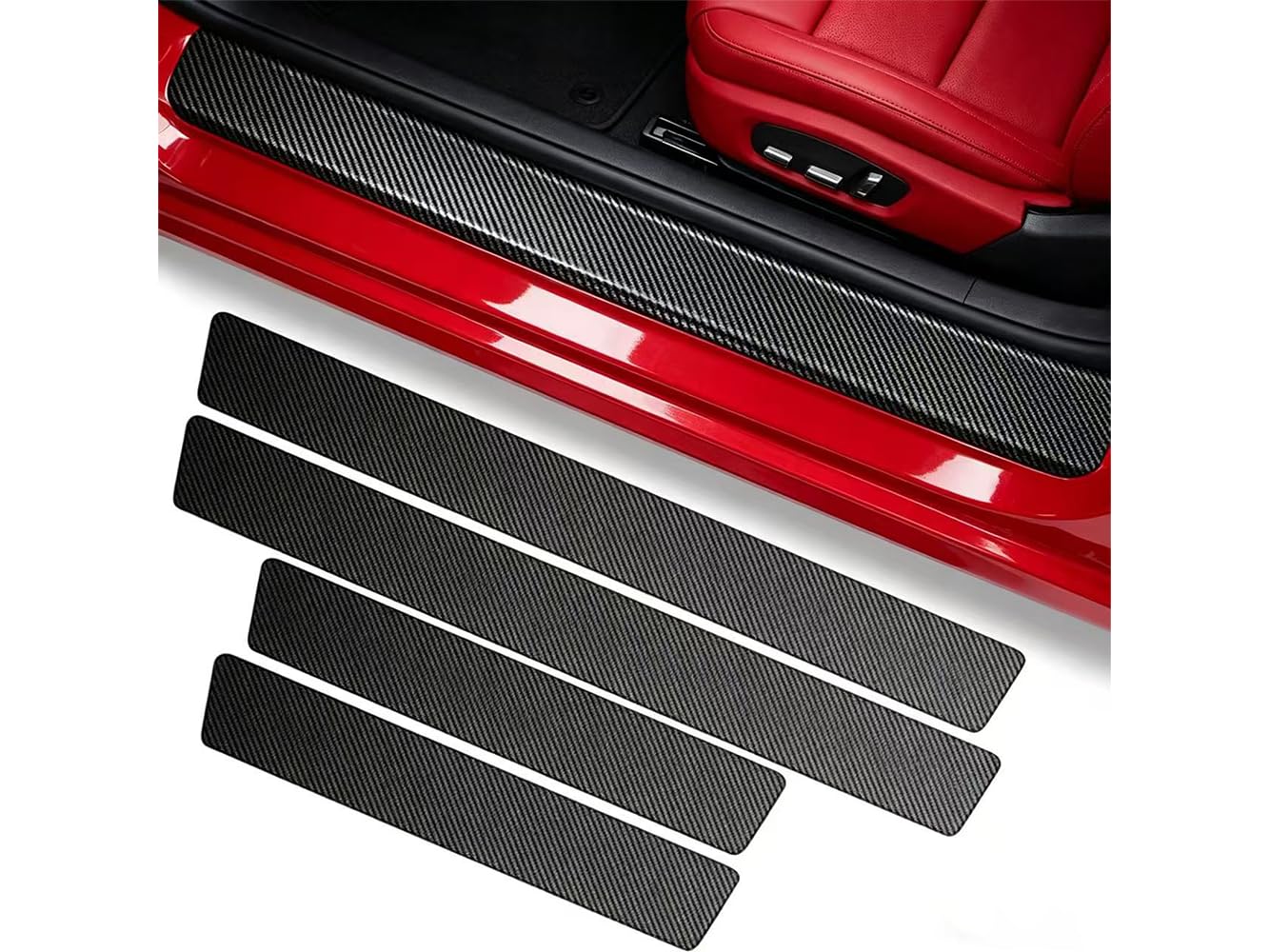 NIGEGOU 4 Pcs Door Sill Protector for Chery Tiggo 7 II (facelift 2023) 2023-2026, Entry Guard Scuff Plate Threshold Shield Step Cover Paint Surface Protection Buffer