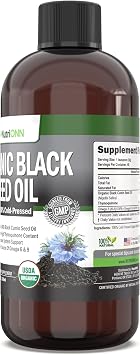 Organic Black Seed Oil - USDA Certified Organic Black Cumin Seed Oil Liquid High Thymoquinone Content Non-GMO and Cold-Pressed Rich Source of Omega-6 & Omega-9 Fatty Acids - 8 Oz