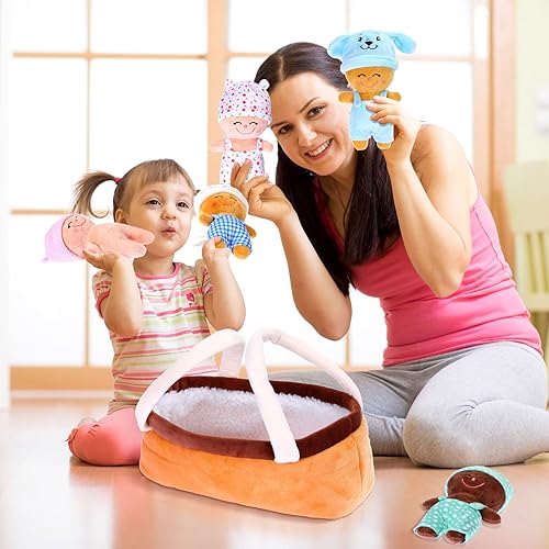 Miniatura 6 de Skylety 6 muñecas multiculturales de bebé de 7 pulgadas, cesta suave de bebés, muñecas de felpa diversas, muñecos de felpa de peluche étnicos con