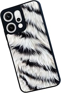 Oppo Reno 14 ile Uyumlu Kılıf, Kürk Desenli, Siyah, Yumuşak Silikon, Şok Emici
