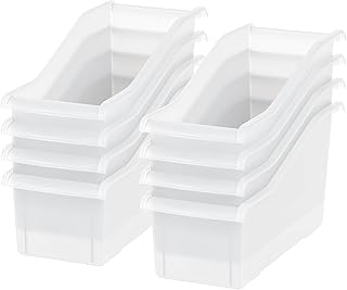 IRIS USA Plastic Book Bin Magazine Holder, 8-Pack, Vertical Standing Con...