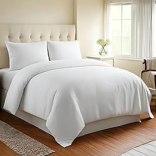 Pizuna 800 Fadenzahl aus Luxus Bettwäsche Weiß, 100% Langstaple Baumwolle Bettbezug und Kissenbezug, 100% Baumwolle Mako Satin 2-Teilig Bettwäscheset 155x220 + 40x80 Weiß Mako Satin