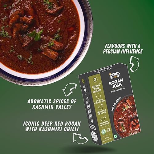 Miniatura 3 de Ceres Foods Indian Kashmiri Rogan Josh Instant Liquid Masala Salsa a fuego lento Famoso curry de cordero de Cachemira India Simplemente agregue