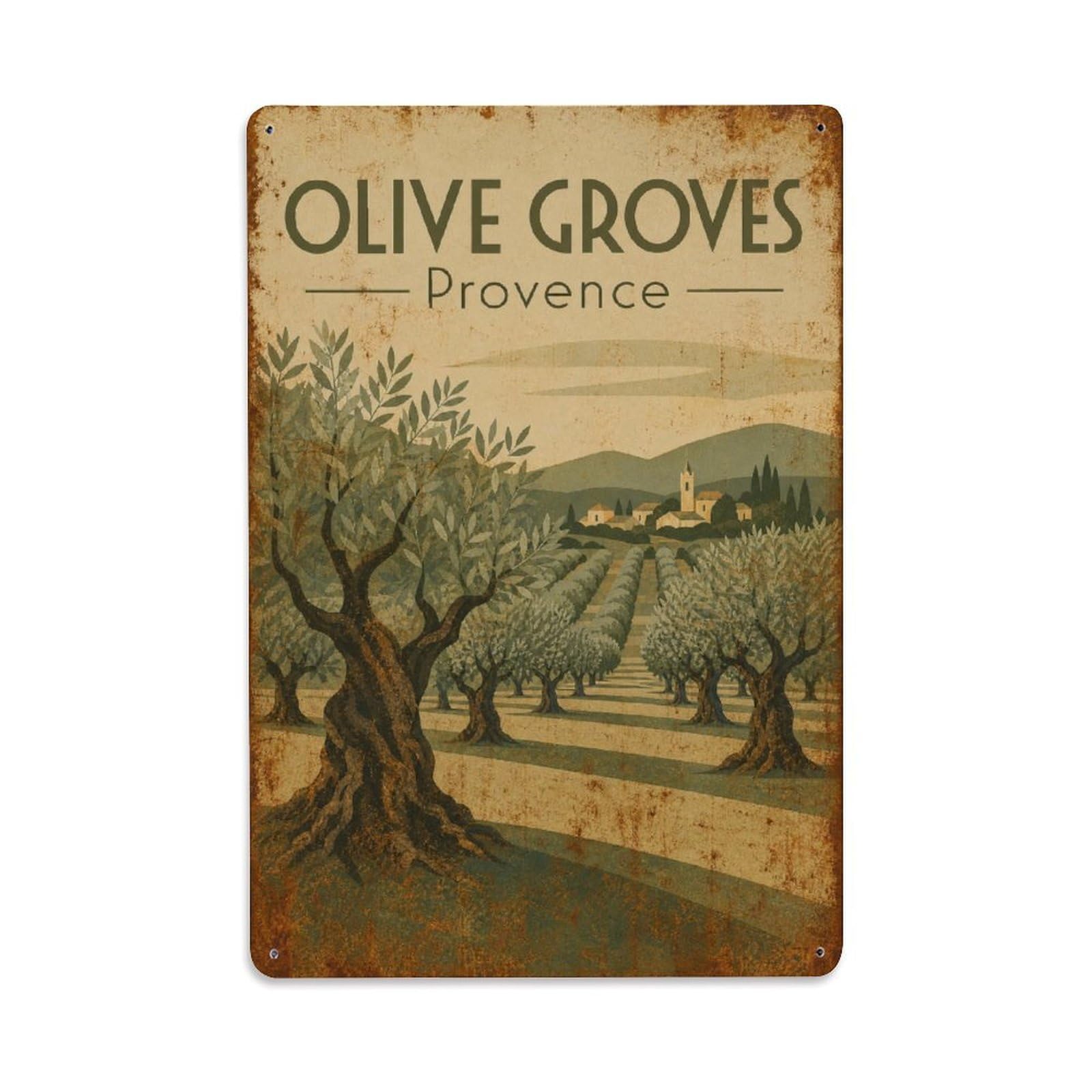 Gead 8X12inch Style Vintage Travel Olive Provence Groves Metal Tin Sign