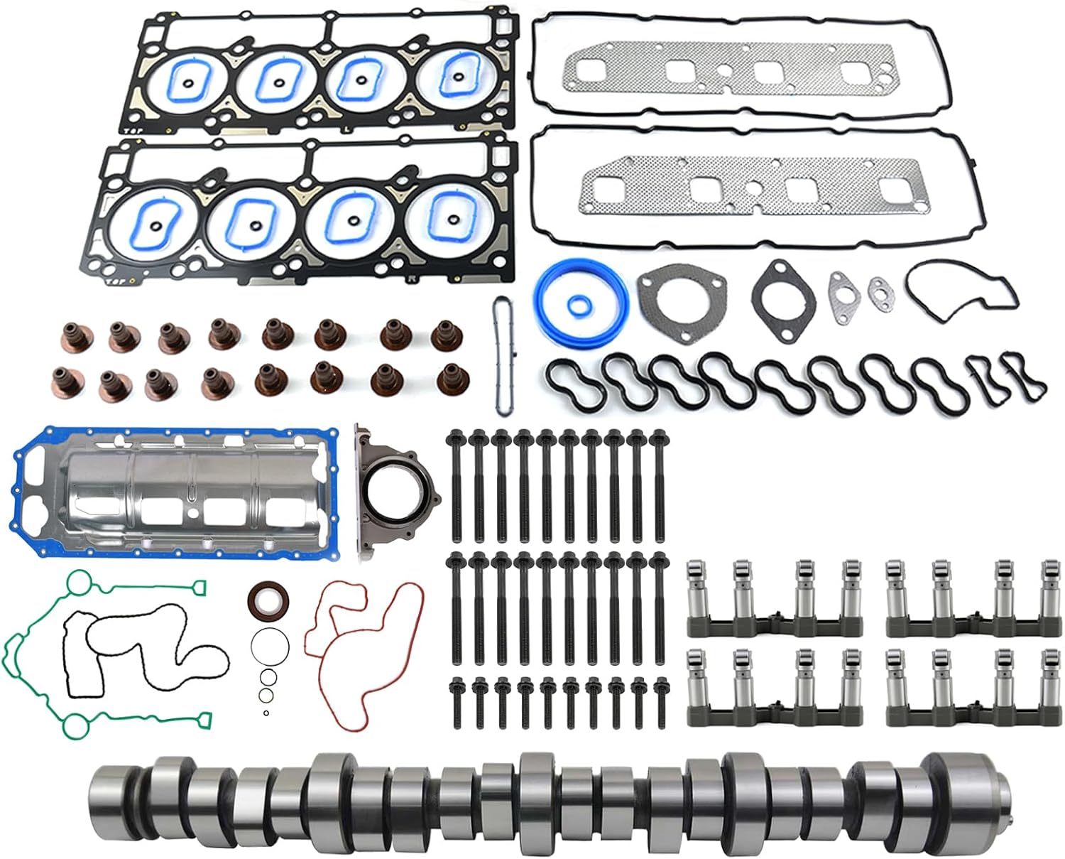 GELUOXI Non MDS 5.7 HEMI Lifters Camshaft Head Gasket Kit Replacement for Dodge Ram 1500 2500 3500 V8 5.7L 2006 2007 2008 Part# 53022064AA 5038784AD 53021720AA
