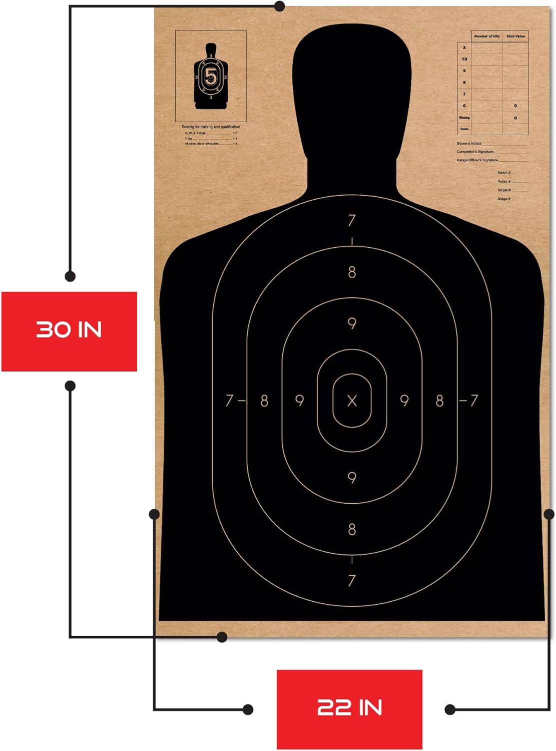CHL Targets- Cardboard Shooting Target- 50 Yard Police Silhouette Shooting Target - Paper Target Shooting for the Range - Targets for Shooting Range. Made in the USA