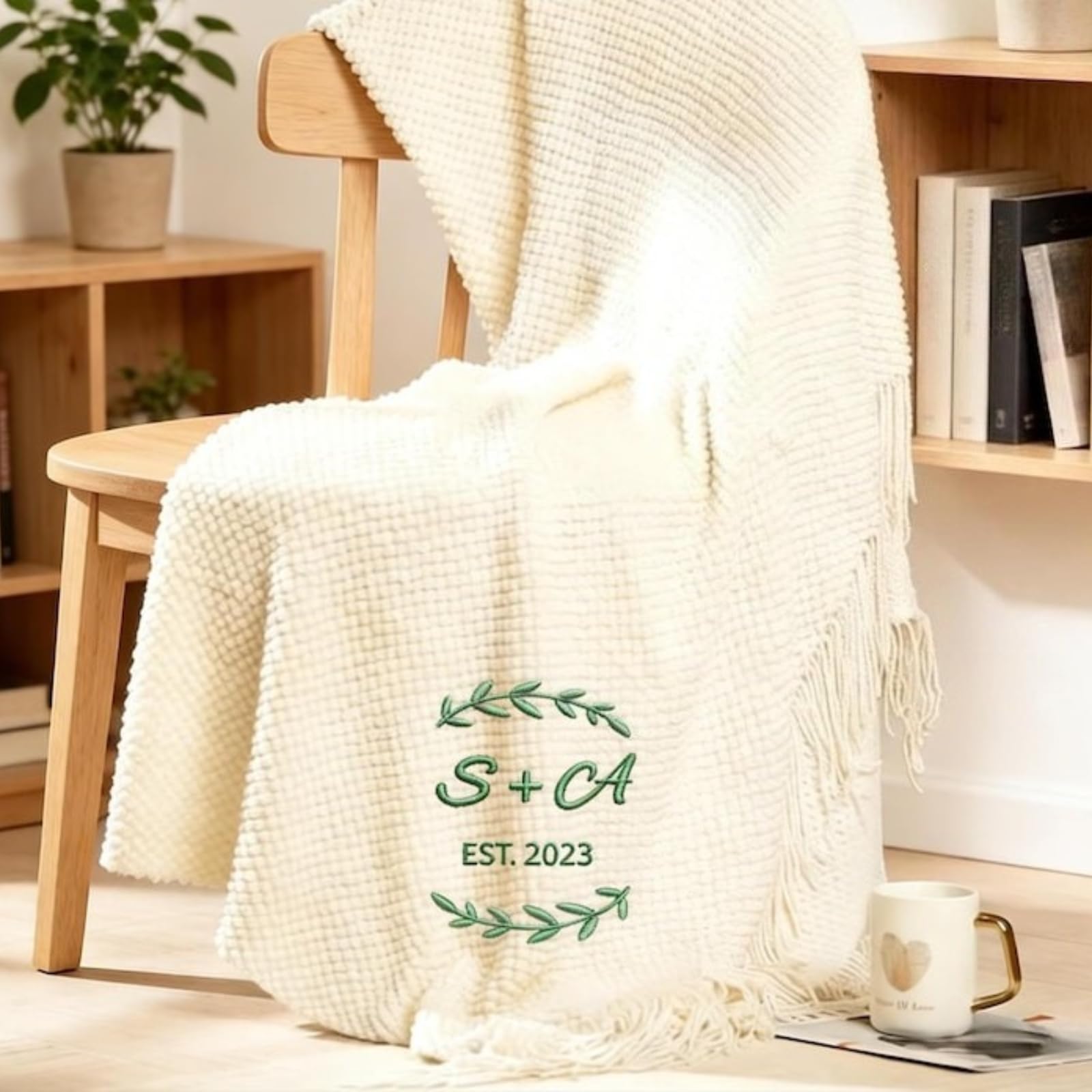 Couverture brodée personnalisée blanc haut de gamme 130x230
