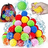 Reusable Water Balloons 20PCS - Quick Fill Water Toys for Summer Pool & Beach Games, Refillable Water Balloons for Outdoor Fun Games with Kids and Adults