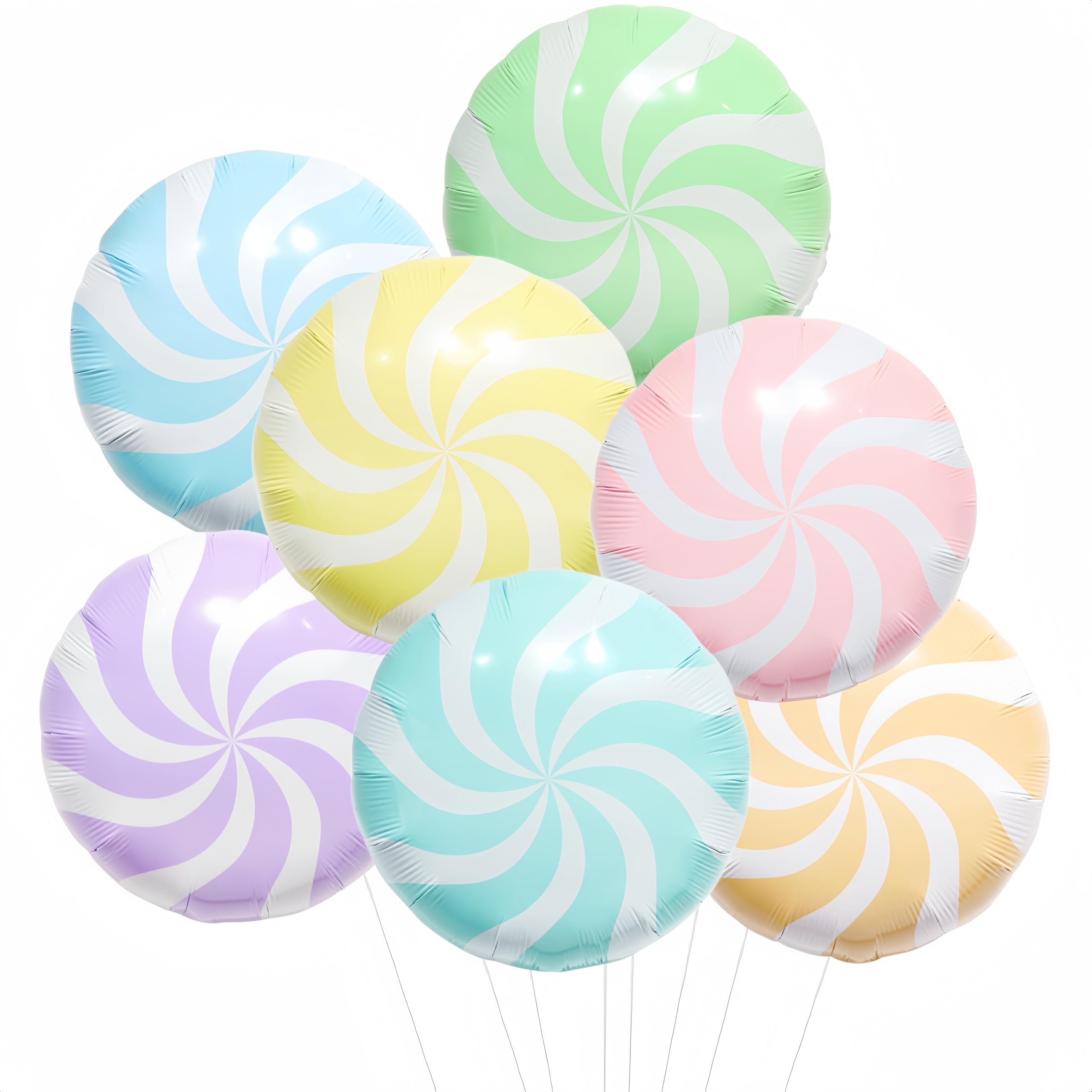 7 Colors Macaron Candy Balloons 18 Inch/Round Lollipop Foil Balloons for Spring Easter/Rainbow Candy Themed Party Decor for Candyland Birthday Baby