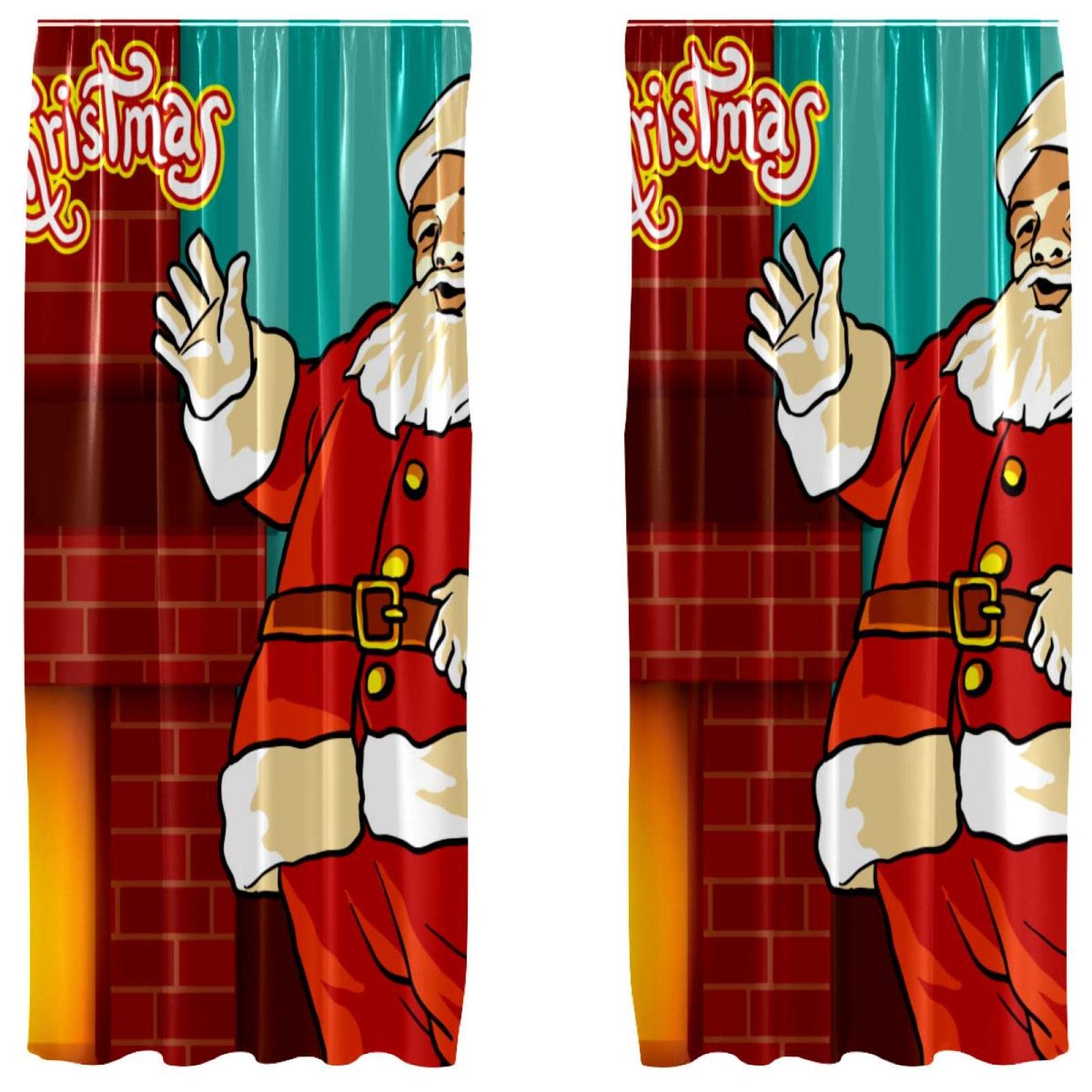 Cortinas opacas de Papá Noel para bloquear la luz del dormitorio, microfibra de 55x84 pulg.