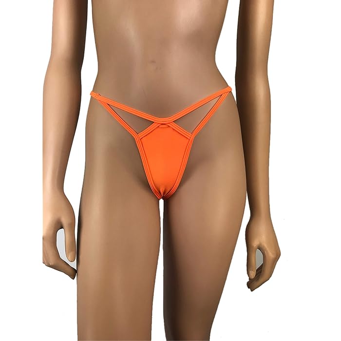 Buy Exotic Dancewear G String Thong V String bottom Brazilian orange Bikini strecth Panties