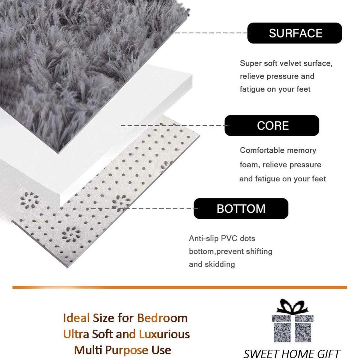 Anti Slip Rug Living Room Rug Coffee Table Carpet Large Rug Luxury Bedroom Bed Front Cushion Carpet Minimalist Sofa Home,E-120X160cm